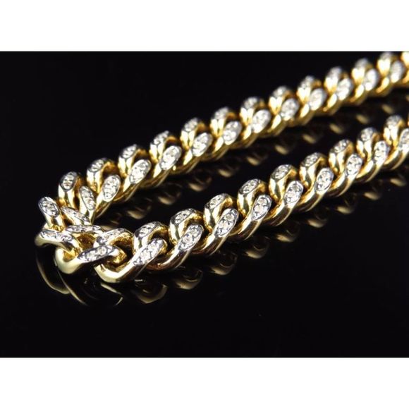 Solid Gold Diamond Miami Cuban Link Chain NEW - Picture 2 of 6